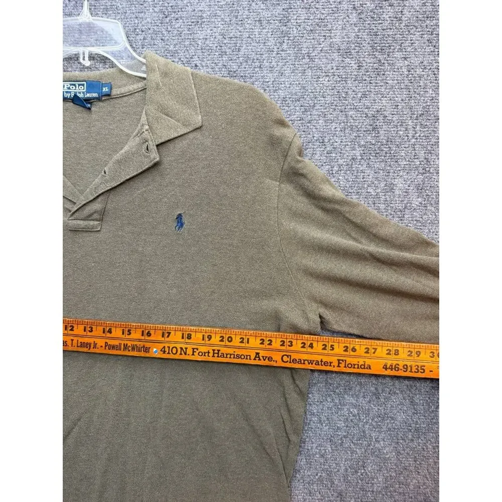 Polo Ralph Lauren Men's Olive Green Long Sleeve Cotton Polo Shirt Size XL